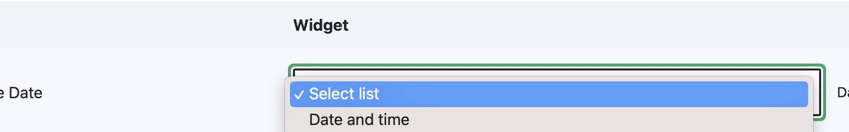 Date form configuration